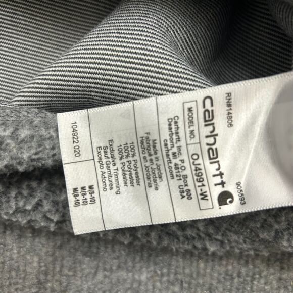 Carhartt Fleece Pullover Anorak Jacket Women's M Relaxed Gray Black Snap-T - Picture 4 of 7